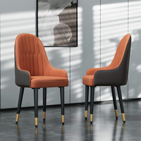 Ensemble moderne de 2 chaises de salle à manger en cuir artificiel Chaise de salon avec bras Pieds en métal pour salle à manger Cuisine