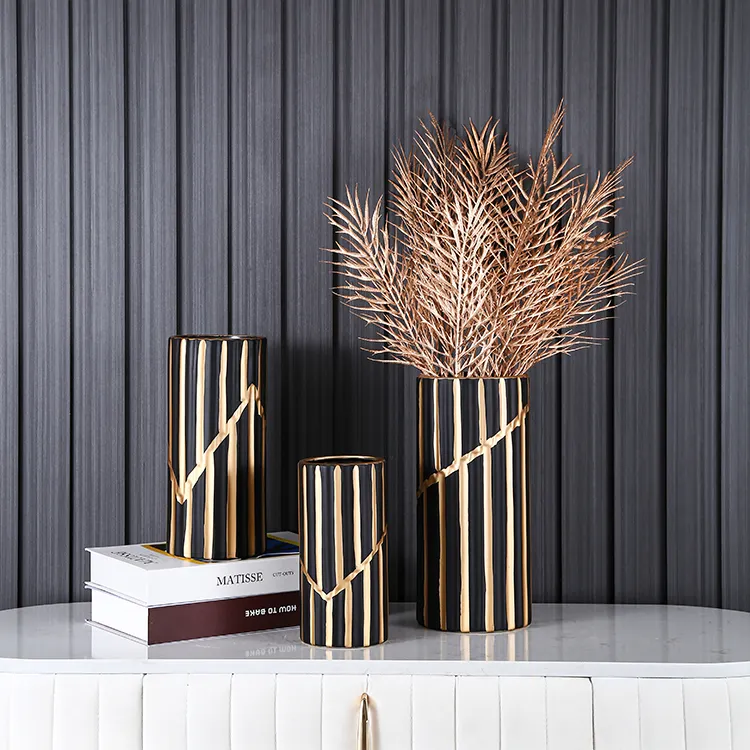 novelty living room luxury minimalist home decor black gold vase centerpiece vases decor