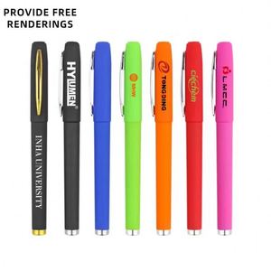 Stylos gel personnalisés haut de gamme avec logo, fournitures de bureau minimalistes, encre noire 0,5 mm, plastique neutre, conçus pour une écriture optimale - Product Image 1