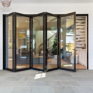 DEMEA Moderne Étanche Résidentiel Patio Balcon Porte En Aluminium Cadre Panneaux En Verre Trempé Extérieur Accordéon Porte Pliante - Product Image 4
