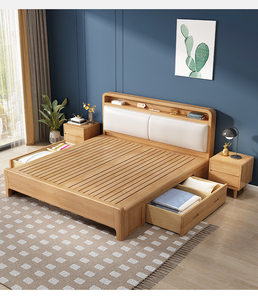 Appartement d'hôtel personnalisé meubles nordiques lit en bois massif lit king meubles de chambre à coucher de la reine. - Product Image 1
