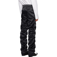 Nouvelle mode de pantalons pour hommes personnalisés OEM Slim Fit en polyester satin fronces empilés en nylon taille moyenne motif droit brodé