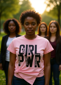 T-shirt da donna Feminist Girl Power, casual, girocollo, manica corta, 100% cotone jersey, vestibilità ampia, logo stampato, tutte le stagioni - Product Image 2