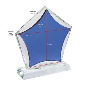 Trofeo di vetro stella blu con stampa UV per omaggi fieristico e regali di benvenuto - Product Image 4