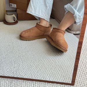 Women's Winter Classic Fashion Suede Waterproof Snow Boots Ankle Flat <b>Heel</b> Cotton Lining Plush Warm Shoes - Product Image 2