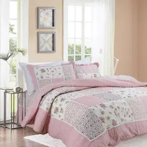 Vendita calda Patchwork floreale biancheria da letto stampa cotone trapuntato Vintage Kantha trapunta