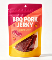 Sachet d'emballage alimentaire refermable en polyester PE, imprimé en héliogravure, résistant à l'humidité, pour viande séchée de porc, non recyclable