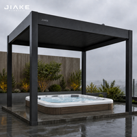 Pergola en aluminium Jiake avec capteur de pluie automatique et structure en aluminium pour zone de relaxation moderne, utilisation extérieure, gazebo