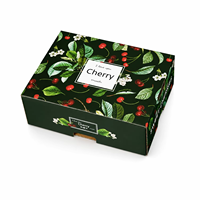 Boîte d'emballage en gros pour cerises, en stock, 1,5 kg, 26,5x20x9,6 cm, en papier imprimé, pour fruits, avec sac intérieur de 1,5 kg de qualité alimentaire