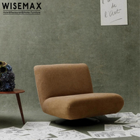 WISEMAX FURNITURE Chaise simple de loisir en tissu de velours brun Boucle Mobilier nordique de salon Canapé simple Chaise d'appoint lounge