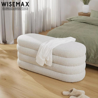 WISEMAX FURNITURE Pouf de loisirs rétro nordique, structure en bois, tissu et éponge, petit canapé, repose-pieds, banc long pour la maison