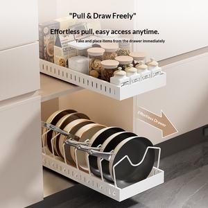 Panier coulissant rétractable en métal pour armoire de <span class=keywords><strong>cuisine</strong></span>, étagère de rangement sous évier, tiroir pour vaisselle, sans perçage, 42 cm - Product Image 2