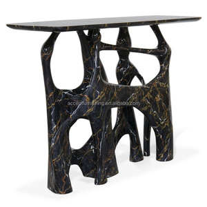 Personalizzato Design moderno irregolare in vetroresina consolle <span class=keywords><strong>tavolo</strong></span> di lusso nero <span class=keywords><strong>angolo</strong></span> <span class=keywords><strong>tavolo</strong></span> per soggiorno a casa o sala - Product Image 2