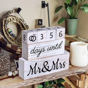 Set di blocchi in legno per il conto alla rovescia del matrimonio, decorazione rustica per centrotavola di <span class=keywords><strong>fidanzamento</strong></span>, idea <span class=keywords><strong>regalo</strong></span> - Product Image 5