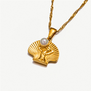 TG-3091 Nouvelle Arrivée Collier Pendentif Tendance Chaînes Coquillage Plage Océan Vénus Perle Charme Acier Inoxydable avec Zircon pour Femme - Product Image 4