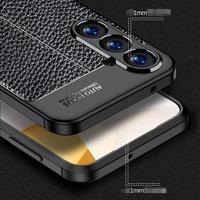 Auto Focus Litchi Motif PU Cuir Business Style Téléphone étui pour samsung S24 Ultra S23 FE M34 A35 Couverture