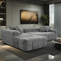 Fabricante de Sofá Cama Seccional Modular Sin Estructura en Forma de L de Pana Gris Oscuro Comprimido al Vacío para el Hogar