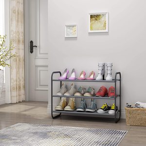 Étagère à chaussures en métal empilable avec étagères en tissu Organisateur de salon pour placard d'entrée de chambre et rangement de couloir - Product Image 4