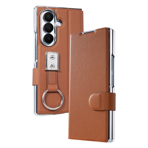 Étui portefeuille en cuir à rabat pour <span class=keywords><strong>Samsung</strong></span> Z <span class=keywords><strong>Fold</strong></span> 7 6 5 4 <span class=keywords><strong>3</strong></span> avec film de protection en verre avant antichoc vente en gros - Product Image 1