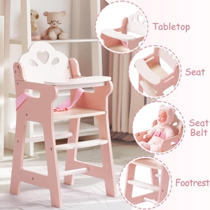 <span class=keywords><strong>Chaise</strong></span> <span class=keywords><strong>haute</strong></span> pliable moderne Montessori <span class=keywords><strong>en</strong></span> <span class=keywords><strong>bois</strong></span> massif pour poupées de 18 pouces, utilisation <span class=keywords><strong>en</strong></span> cuisine, ceinture de sécurité et repose-pieds, jeu d'imitation - Product Image 3