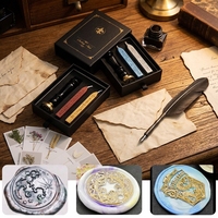 Coffret Cadeau Kit de Cire à Cacheter Métallique avec Tampon de Cachet Gravé Personnalisé et Bâtonnets de Cire pour Invitations de Mariage et Fournitures de Journalisation