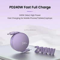 Câble USB C vers USB C PD 240W pour iPhone 15 Pro Max, câble de charge rapide PD, câble de données rétractable de type C, câble de charge pour ordinateur portable