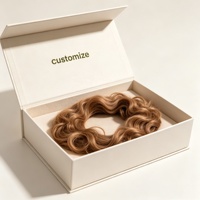 Boîte à extensions de cheveux personnalisée de luxe avec logo, en carton rigide blanc crème, boîte cadeau magnétique pour perruques et accessoires capillaires