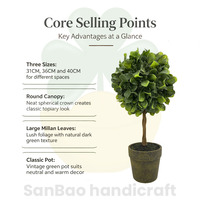 Plante Artificielle 31/36/40CM Lot de 3 Grandes Feuilles de Milan Mini Bonsaï pour Décoration de Table de Mariage ou Maison