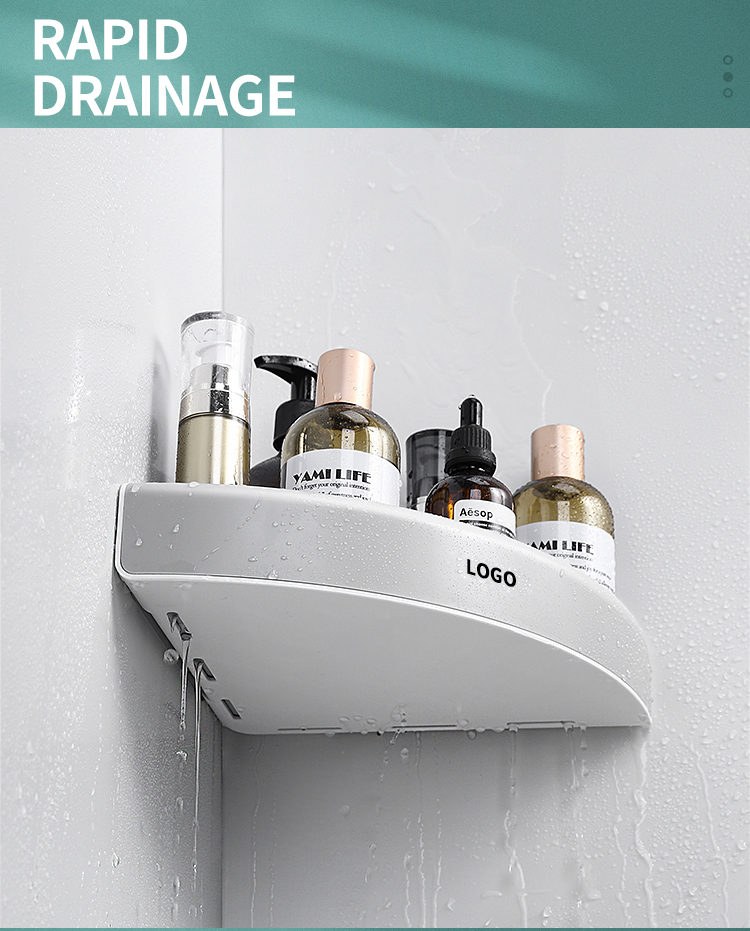 Wall Mounted Shower Shelf Rack Plastic Corner Storage Rack Bathroom Shelves