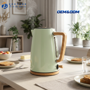 Green Wood Grain Retro <b>Electric</b> Tea <b>Kettle</b> 1.7L Stainless Steel <b>Water</b> <b>Kettle</b> with LED Indicator Dry Boil Protection - Product Image 1