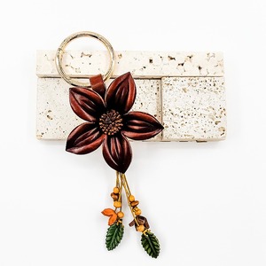 Llavero de Cuero Genuino Estilo Boho <span class=keywords><strong>con</strong></span> Flor y Borla, Colgante para Bolso de Mujer, Accesorio Bohemio de Cuero - Product Image 6