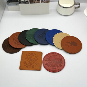 Factory Cheap Custom Logo PU Leather Drink <b>Mat</b> Durable Waterproof Anti-Slip <b>Cup</b> Coaster for Drinks - Product Image 1