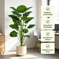 Plante artificielle Scindapsus de 120 cm, fausse plante bonsaï verte, plante artificielle pour la décoration intérieure de la maison et du jardin