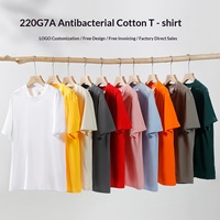 T-shirt de travail en coton épais à manches courtes, uni, coupe décontractée, sensation haut de gamme, antibactérien, anti-odeur, OEM/ODM