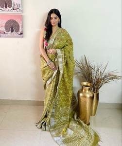 Saree à impression numérique en lin moderne Produit tendance pour l'obtention du diplôme Diwali Beach Occasions - Product Image 3