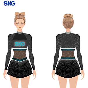 Uniformes Personalizados <span class=keywords><strong>de</strong></span> Animadoras Escolares Azules y Amarillos con Pedrería para Jóvenes, <span class=keywords><strong>Ropa</strong></span> Deportiva para el Día del Partido - Product Image 2