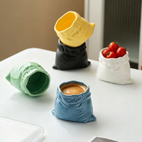 Tasse en céramique créative en forme de sac froissé, style INS, pour petit-déjeuner, lait et café
