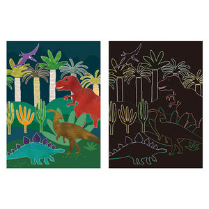 Venta al por mayor niños pintura DIY papel artesanal 9 piezas dinosaurio tema Magic Scratch Paper Art Set Rainbow Magic Scratch Card - Product Image 6