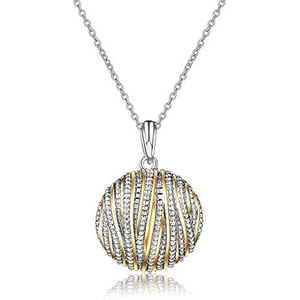 Collana con Ciondolo Sfera di Cristallo in Argento 925, Catena a Serpente Placcata Oro, Unisex, Lusso per Uso Quotidiano - Product Image 1