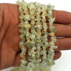 Perles de préhnite verte naturelle en copeaux, petites pépites de pierres précieuses, brins de 17 pouces et 34 pouces - Product Image 3