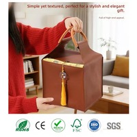 Sac de luxe portable en cuir PU, grand et petit, pour ensemble de vin de mariage, boîte cadeau, emballage de bonbons, sac-boîte en cuir PU