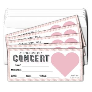 Carte à gratter personnalisée pour concert, impression de billets à gratter, bon d'entrée promotionnel pour événement, billets avec estampe dorée, papier cartonné couché - Product Image 1