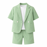 Ensemble de costume 3 pièces pour garçons, blazer à manches courtes, short, tenue de fête de mariage, étiquette privée OEM personnalisée