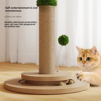 Griffoir vertical pour chat en panneau de densité et arbre à chat avec corde en sisal, style campagnard, planche à griffer, jouet pour chat
