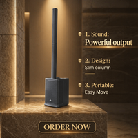 Système de haut-parleurs colonne actifs professionnels LEON AUDIO PRX-ONE, caisson de basses néodyme 12 pouces, haut-parleur NEO 2,75'', alimentation secteur, portable