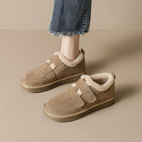 Bottes de neige à semelles épaisses pour femmes avec velcro et fourrure, bottes doublées de fourrure moka, baskets tendance, zapatillas deportivas