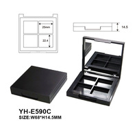 Palette carrée vide en ABS recyclable pour fards à paupières avec miroir, compacts pour blush et sourcils, emballage d'outils de maquillage avec gaufrage