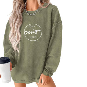 Personalizado de alta calidad de invierno de color sólido bordado al aire libre Casual 100% algodón PANA pulóver cuello redondo de gran tamaño deportivo - Product Image 6