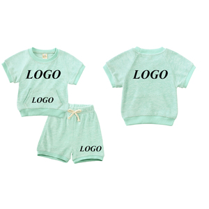 コットンテリー布タオル生地タオル服子供用ショートセット女の子夏服セット - Product Image 5