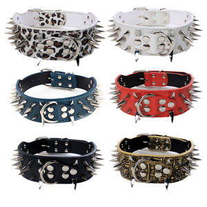 Collar de Cuero para Perros de Razas Grandes Mastiff, Collares de Cuero Personalizados con Tachuelas y Púas - Product Image 1